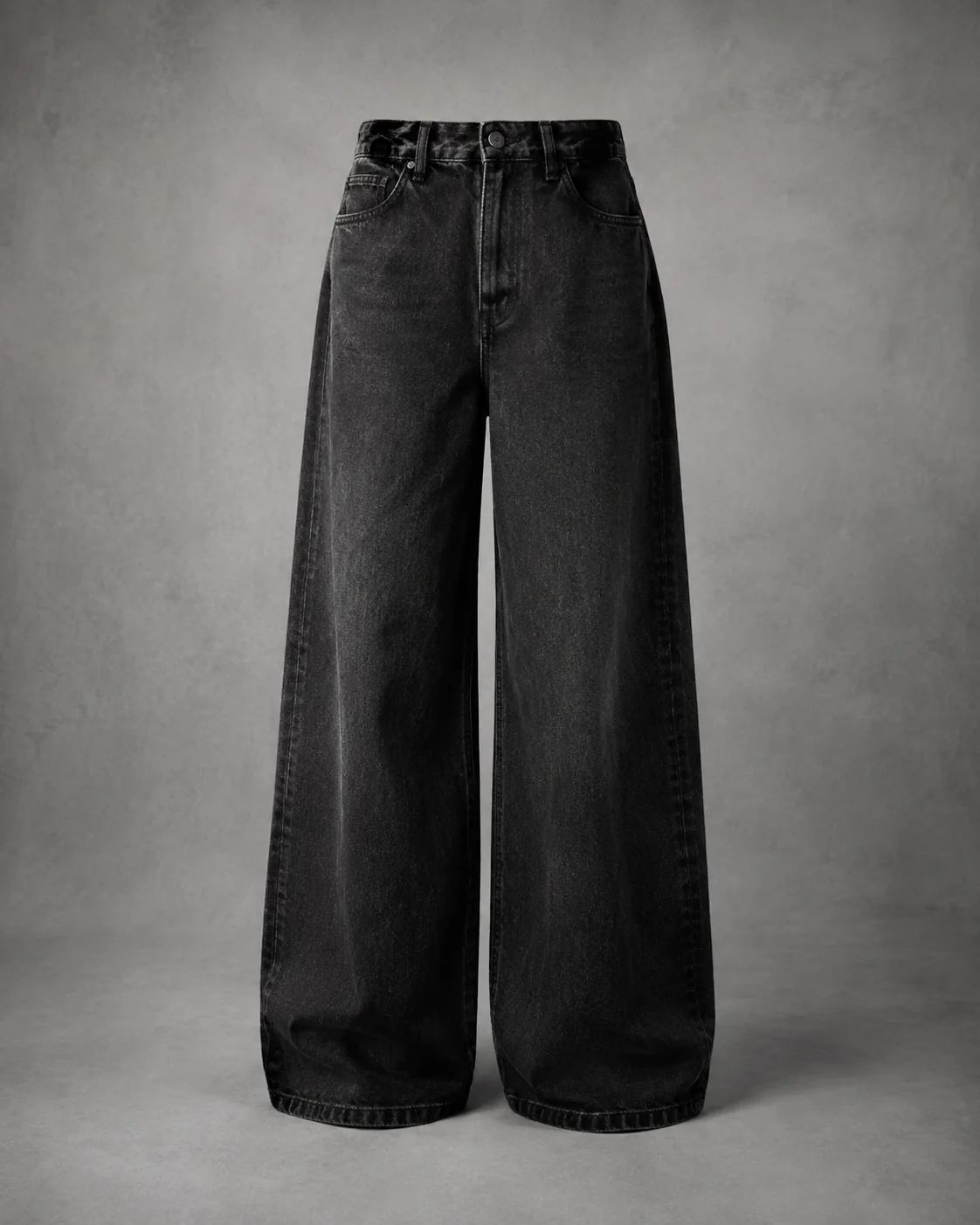 Washed black denim trousers